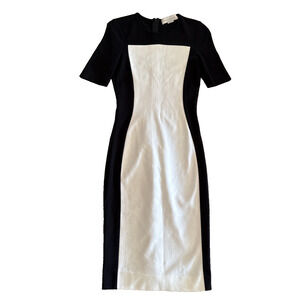Stella McCartney Dress Womens 40 Bodycon Black White Colorblock Cocktail Midi